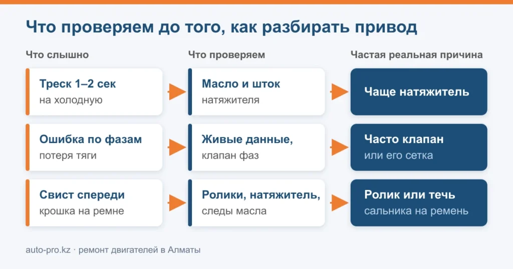 Схема диагностики ГРМ: что слышно, что проверяют мастера и какая причина настоящая